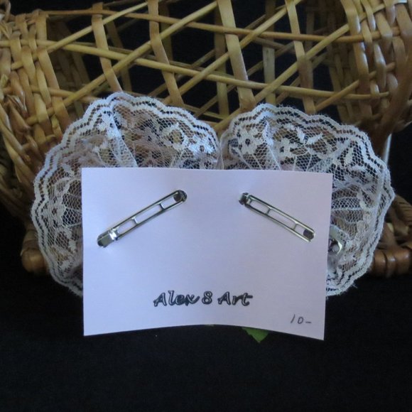 Hand Crafted Barrettes Pink Pansy Floral Lace Rhinestones for Women or Girls - Picture 4 of 10